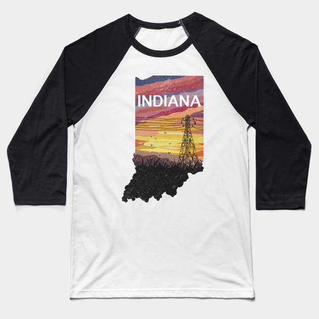 Indiana State Landscape Baseball T-Shirt by quirkyandkind